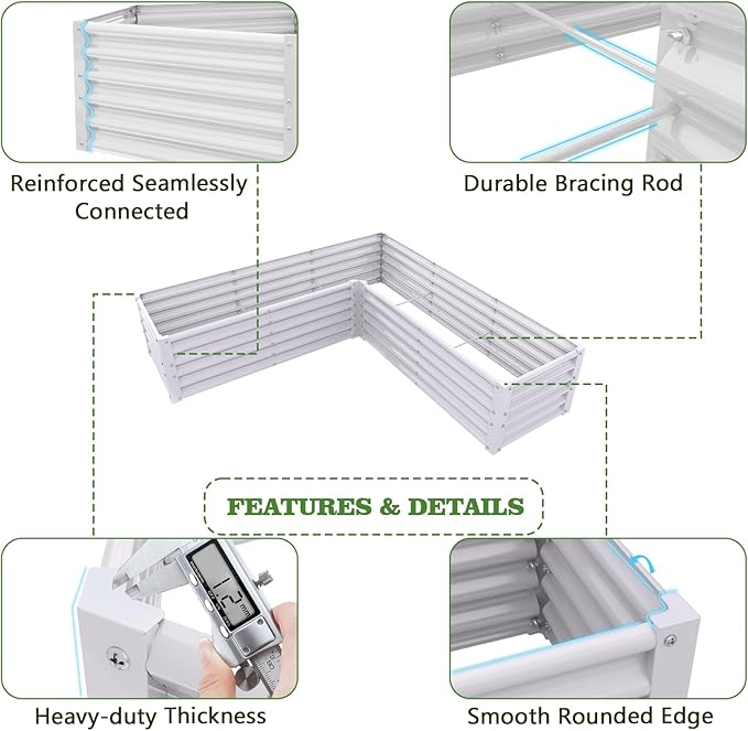A ANLEOLIFE Set of 8, 18 Inch Tall Antique White Raised Garden Beds Kit - Image 5