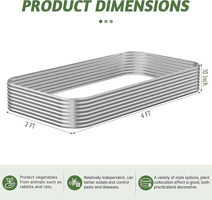 3 Pack Raised Beds for Gardening, Corrugated Galvanized Steel Raised Garden Bed - Image 8