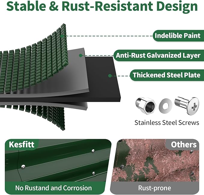 Kesfitt Raised Garden Bed, Oval Open-Bottom Design, 12-Inch Deep - Image 2
