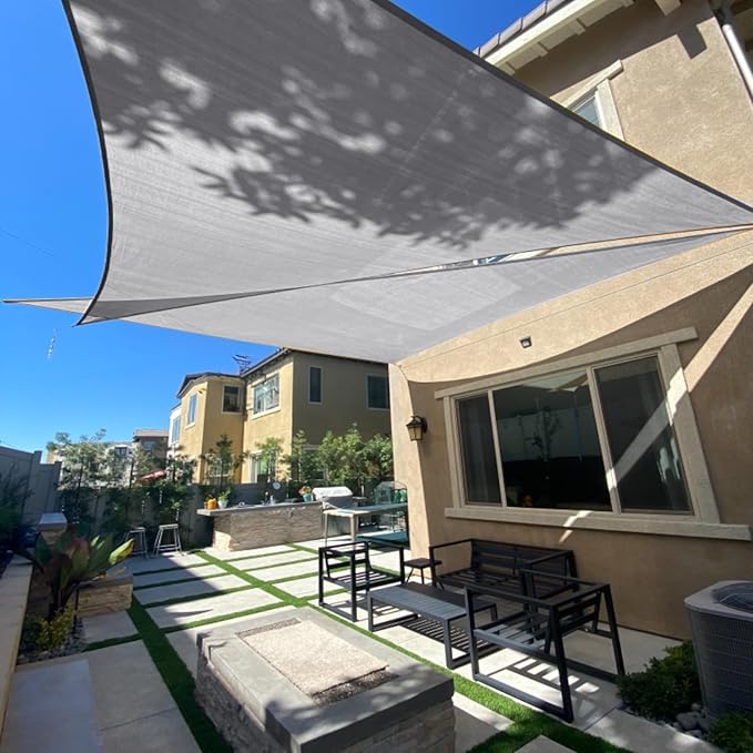 SUNLAX Sun Shade Sail 6' x 8' x 10' Silver Rectangle Canopy Sail Shade Cover UV by SUNLAX