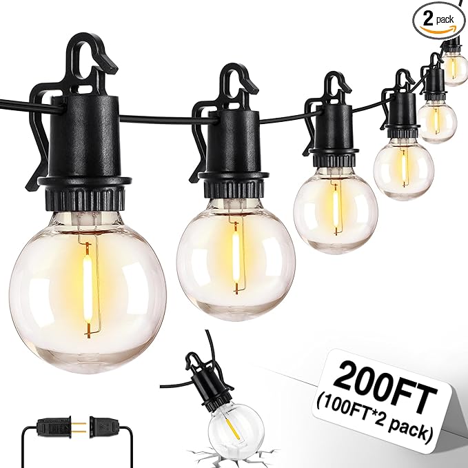 ZJOJO 200FT Outdoor String Lights, G40 Globe Outdoor Lights by ZJOJO
