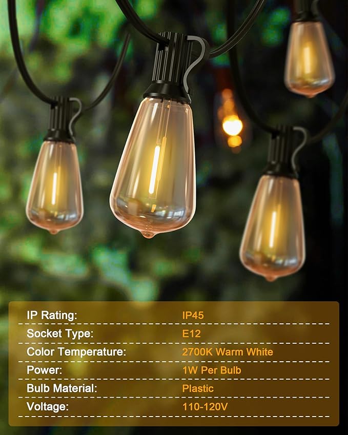 String Lights for Outside, 150FT Patio Lights Outdoor Waterproof - Image 4