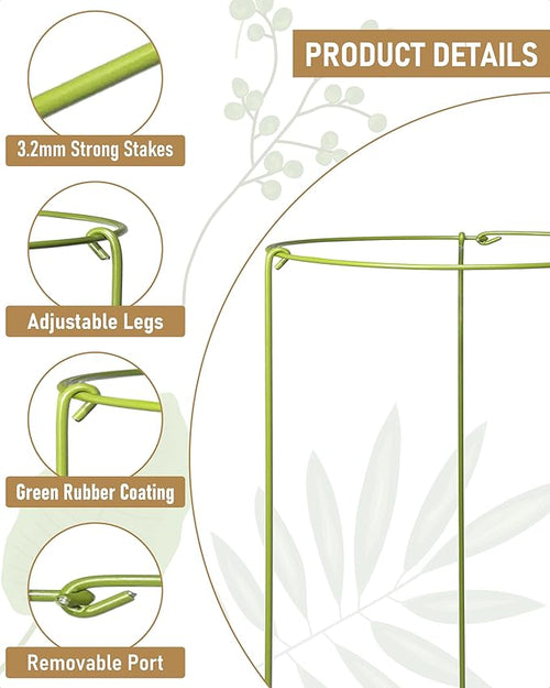5-Pack Heavy Duty Plant Support Stakes, Metal Plant Ring Cages - Image 2
