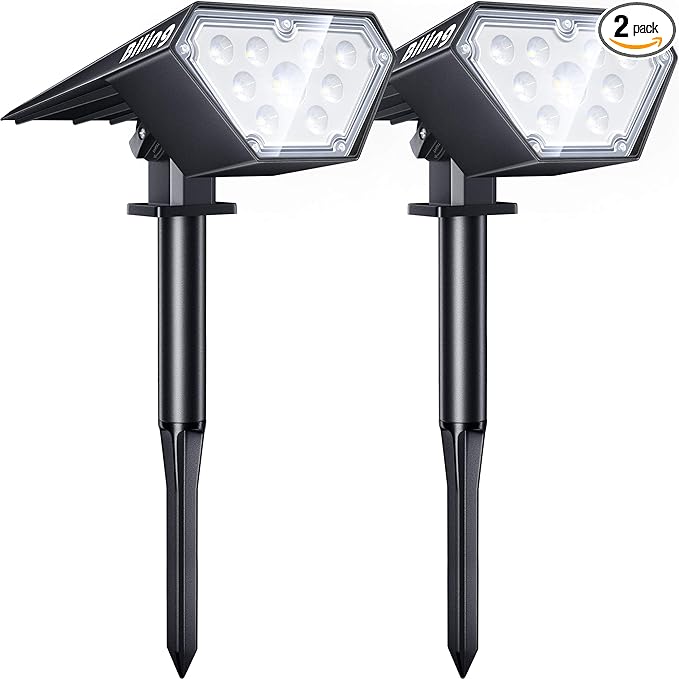 Biling Solar Spot Lights Outdoor, 2-in-1 Solar Landscape Lights 12 LED Bulbs by biling