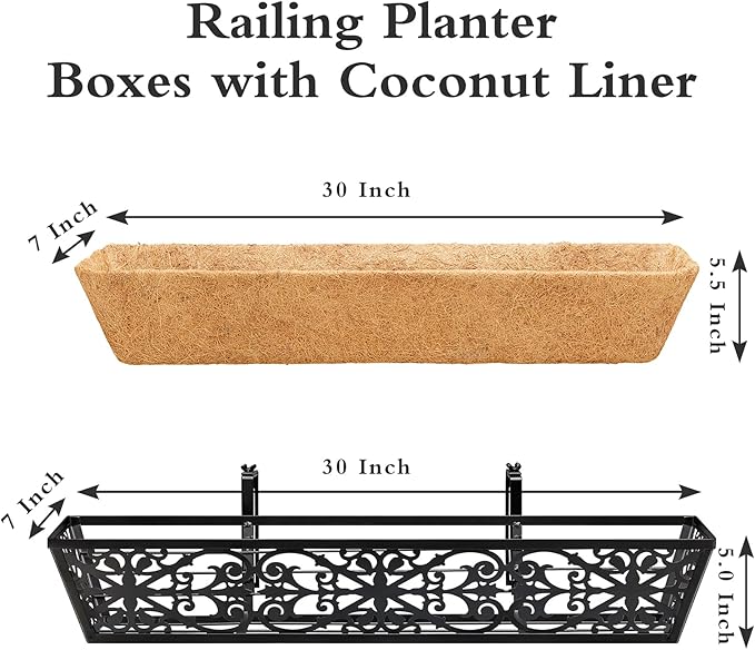 2 Pack 30 Inch Window Boxes Planters Railing Planter Box - Image 5