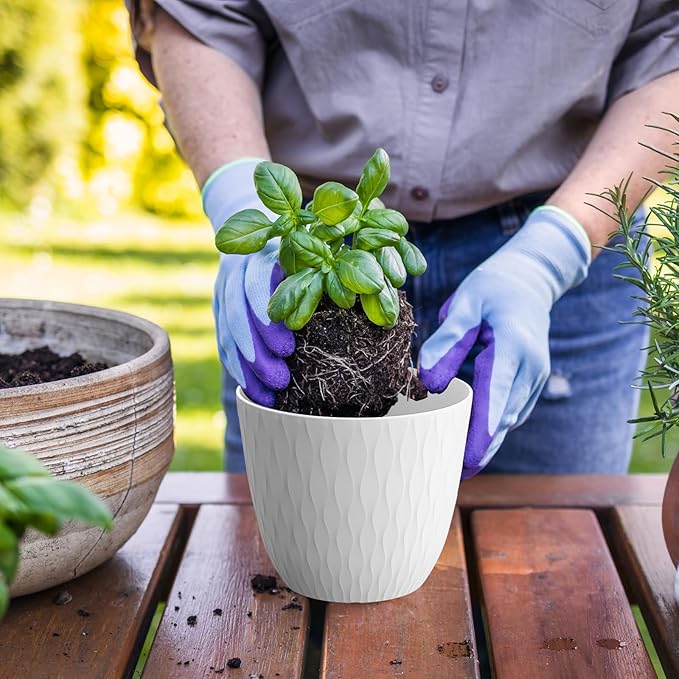 6 inch Flower Pots, 5 Pack Plant Pots - Image 4