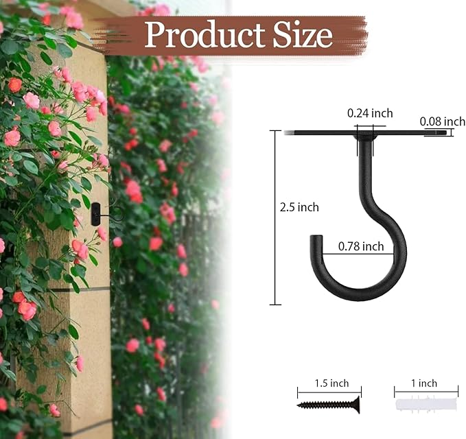 Ceiling Hooks for Hanging Plants 6Pack 2.5in Black - Image 2