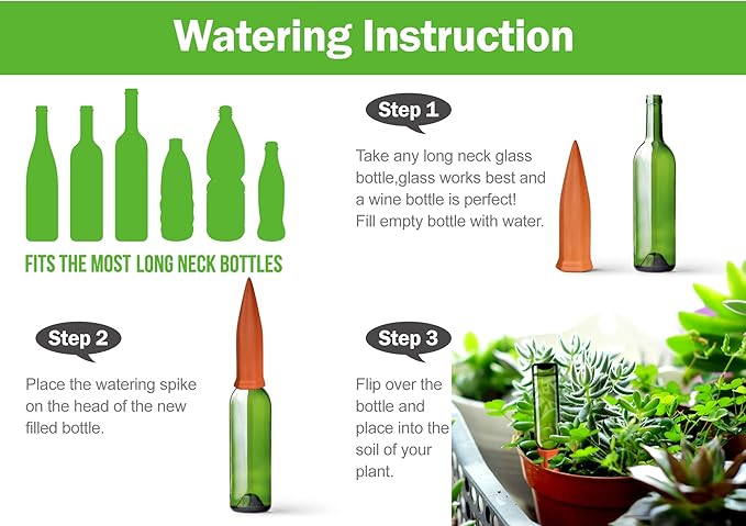 B SEPOR Ceramic Plant Waterer Set of 6 Pack Terracotta Self Watering Spikes - Image 4