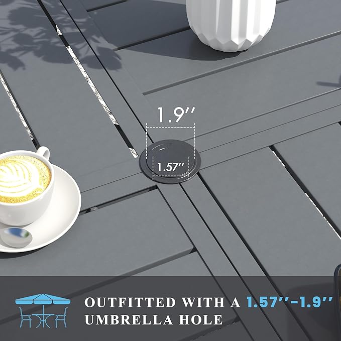 VICLLAX Patio Table and Chair Set of 10, All Weather Metal Round Outdoor Dining - Image 2