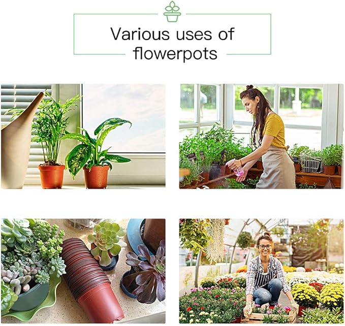JERIA 200 Pack 6 Inch Plastic Nursery Pots Comewith Drainage Holes, Seedling - Image 7