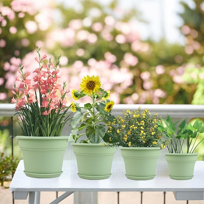 6 Inch Plastic-Flower Pot-for-Indoor Plants, 6 Pack Outdoor Plant Pots - Image 7