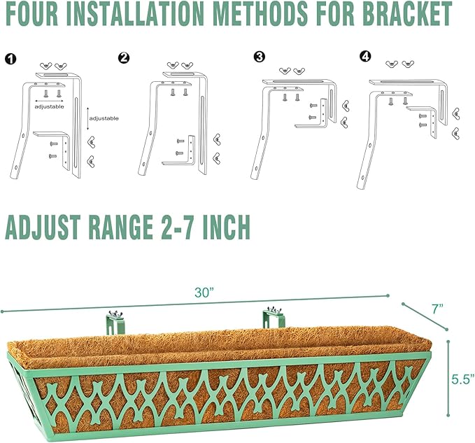 2 Pack 30 Inch Window Boxes Planters Railing Planter Box - Image 5