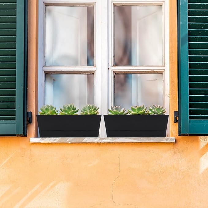 GREANER 12x3.8 Inch Herb Planters, 1 Pack Rectangle Window Boxes - Image 4
