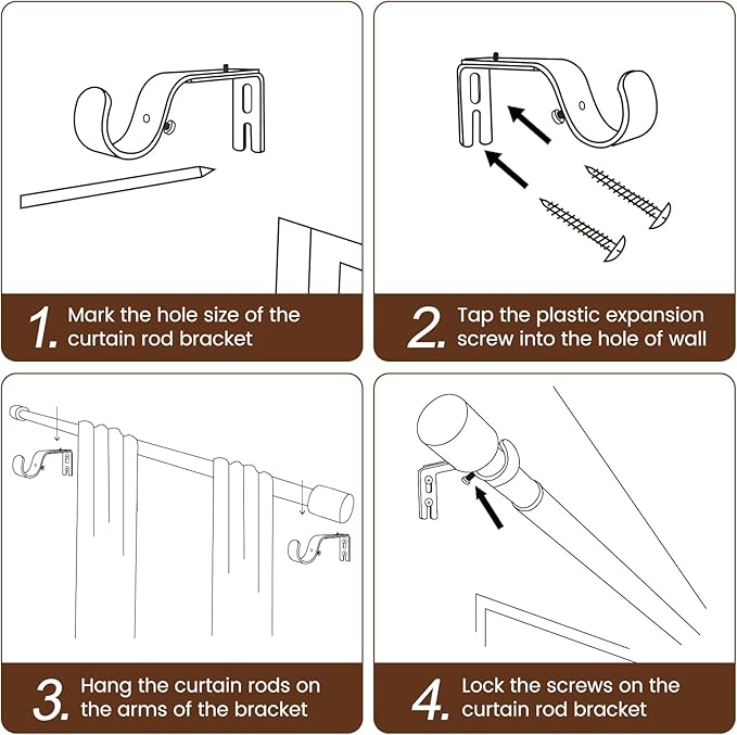 1” Diameter Curtain Rods Itself is 30 to 45 inch 2 Pack Fit 30-39 inch Window - Image 5
