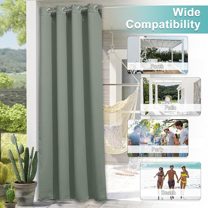 NICETOWN Sage Green Blackout Outdoor Curtains - Image 5