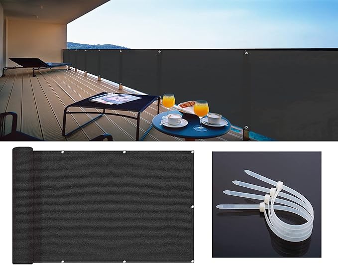 LOVE STORY 3'x115'' Black Balcony Privacy Screen Fence, UV Protection - Image 5