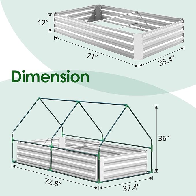 Quictent 6x3x1ft Galvanized Raised Garden Bed - Image 6