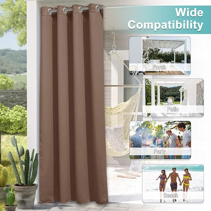NICETOWN Outdoor Curtains for Patio W100 x L95 inch 2 Pieces, Sun Blocking - Image 4