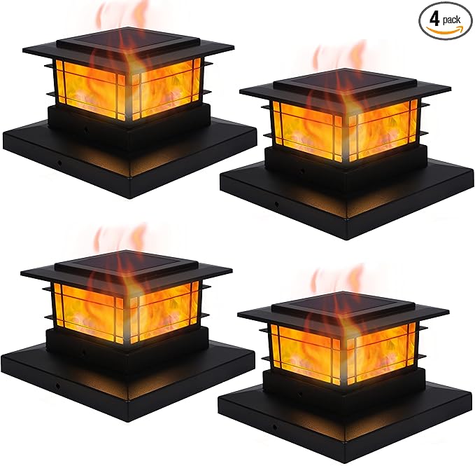 Dynaming 4 Pack Solar Post Cap Lights Outdoor by Dynaming