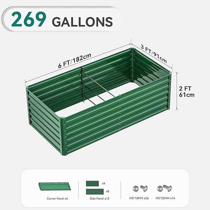 YITAHOME 6x3x2 ft 2pcs Galvanized Raised Garden Bed Kit, Large Metal Planter Box - Image 8