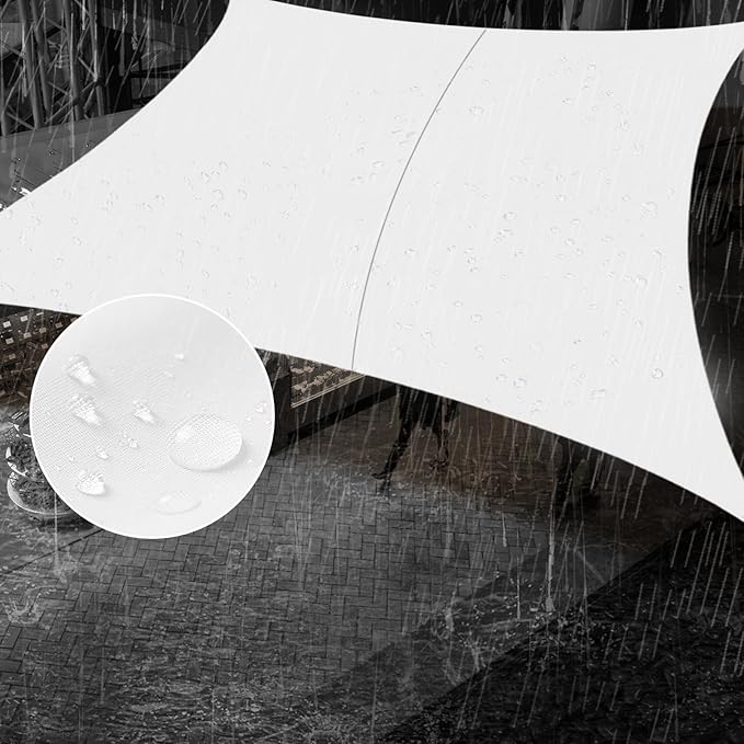 SUNNY GUARD Waterproof Sun Shade Sail 9' x 12' White Rectangle UV Block Sunshade by SUNNYGUARD