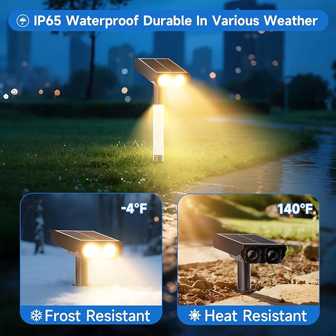 Solar Spot Lights Outdoor Adjustable Beam & PC Light Guide Column, 4 Pack Solar - Image 7