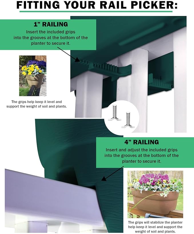 Bloomers Railing Planter with Drainage Holes – 24" Weatherproof Resin Planter – - Image 8