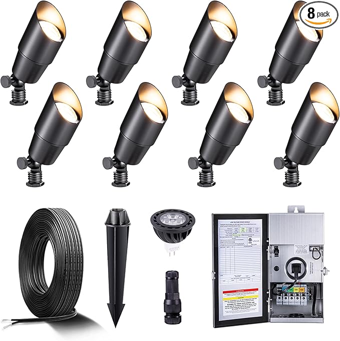 Gardenreet Black Brass Low Voltage Landscape Spotlights Kit 12V LED by Gardenreet