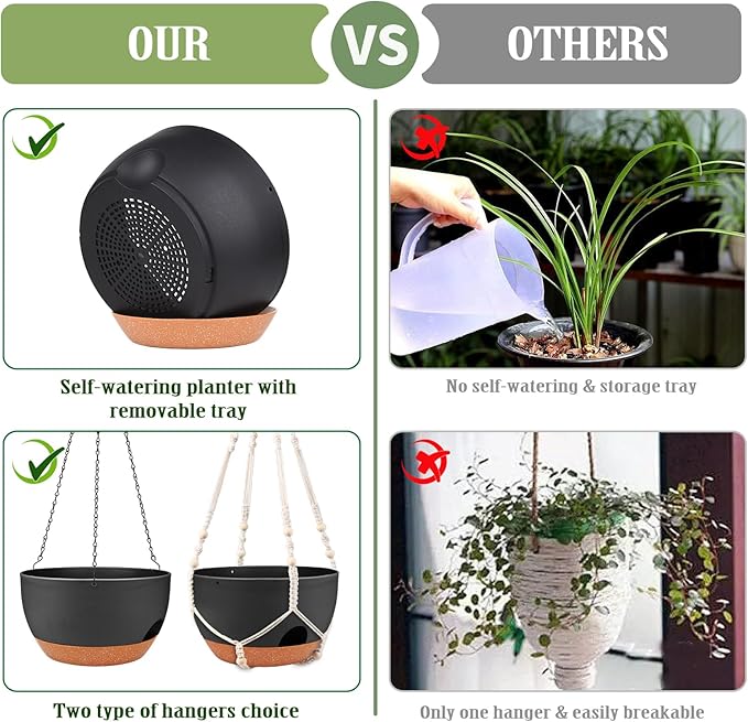 Hanging Planters for Outdoor Indoor Plants, 2 Pack 10 Inch Hanging Basket - Image 4