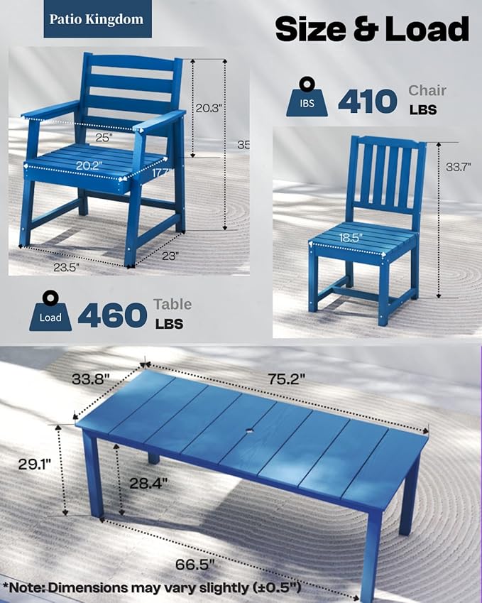 9-Piece Navy Blue Outdoor Dining Set - Image 6