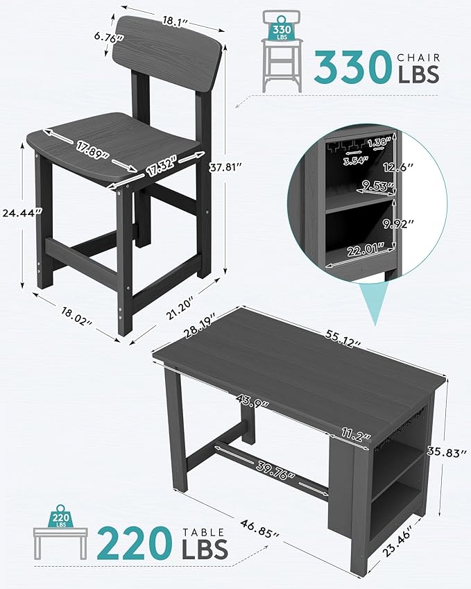 SERWALL 8-Piece Counter Height DiningTable Sets - Image 2