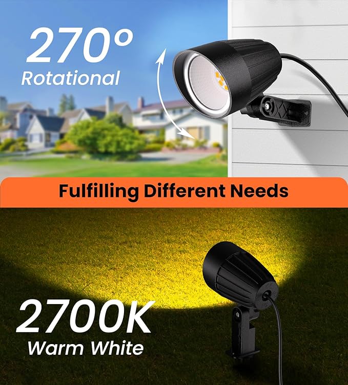 MEIKEE 12W Landscape Lighting, 120V 2700K Warm White LED Garden Lights - Image 4