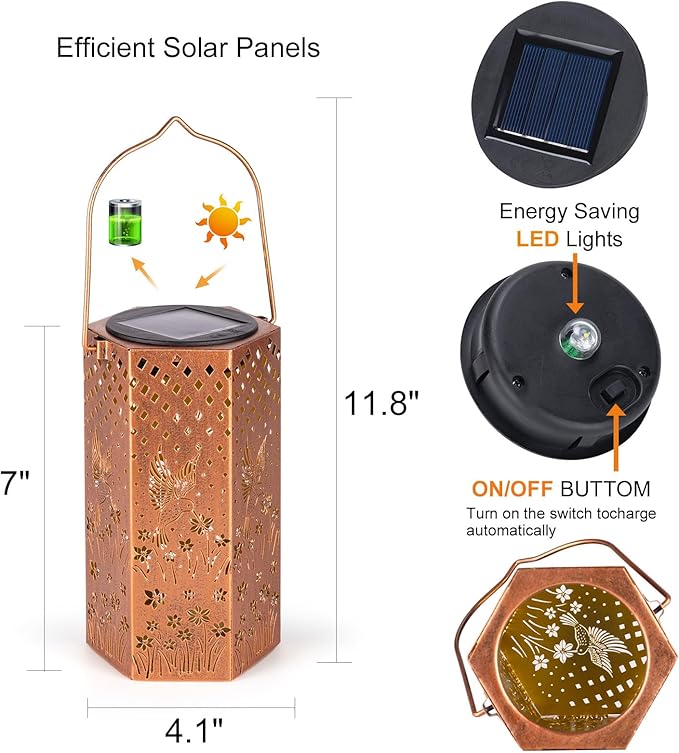 2 Pack Hummingbird Solar Lanterns Outdoor Waterproof - Image 5