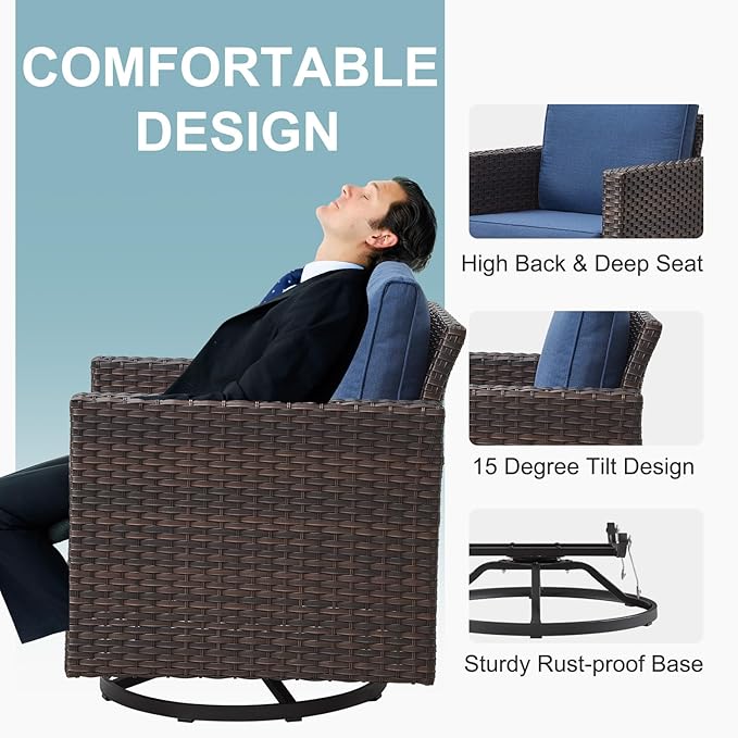 Belord 6 Piece Outdoor Furniture Patio Wicker Sofa Set, Oversize Outdoor Swivel - Image 4