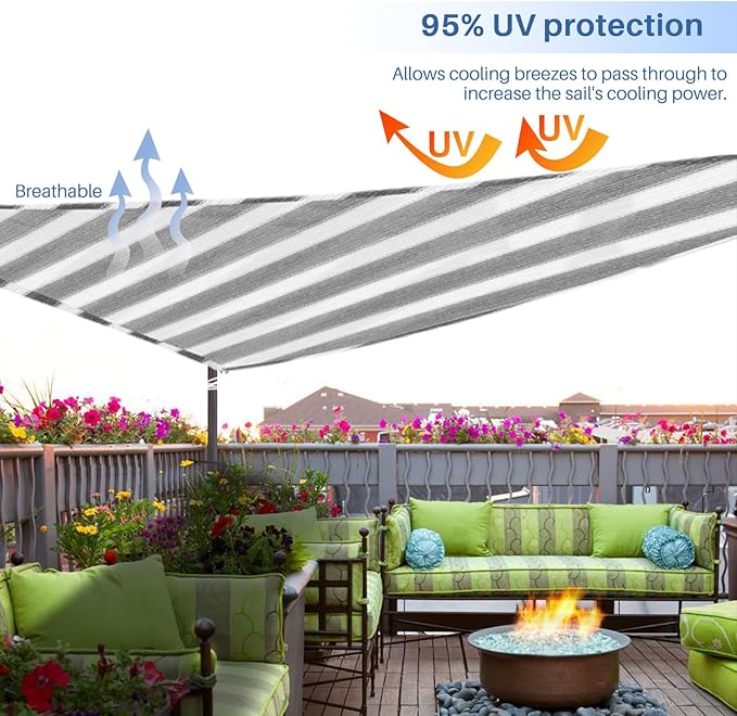 E&K Sunrise 8' x 8' x 8' Sun Shade Sail Triangle Canopy Shade Cover UV Block - Image 5