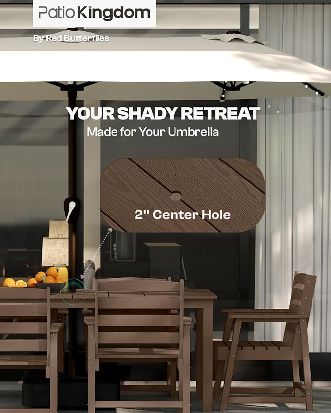 Brown 9-Piece Outdoor Dining Set - Image 3