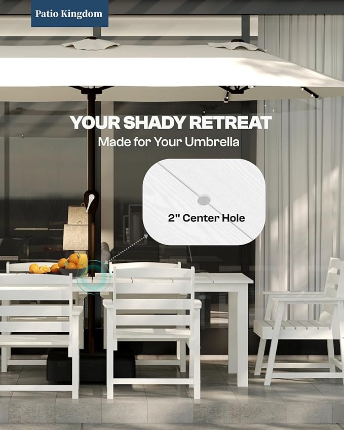 9-Piece Outdoor Dining Set for 8, 75.2'' HDPE Table - Image 3