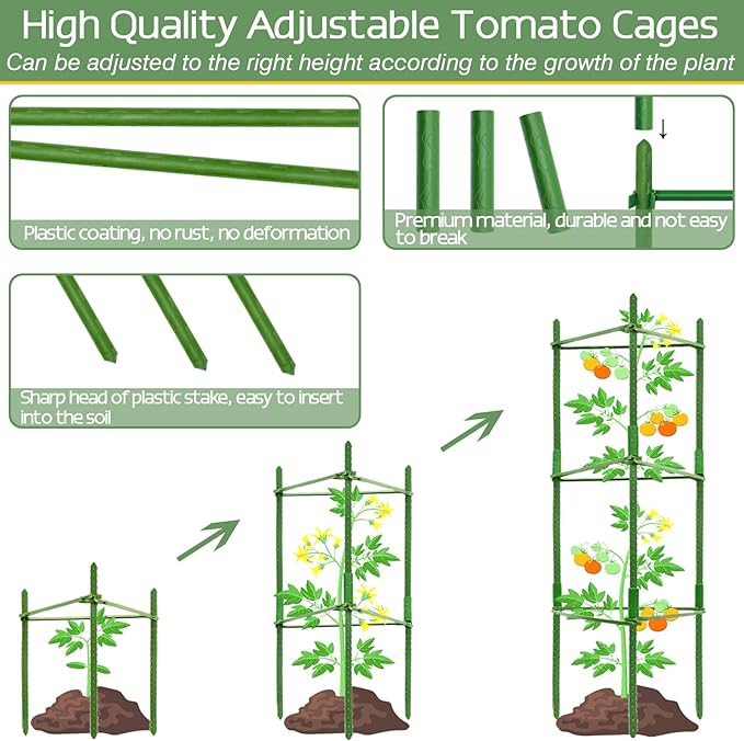 Halatool 8 Pack Tomato Cages for Garden, Garden Stakes Tomato Trellis for Pots - Image 3