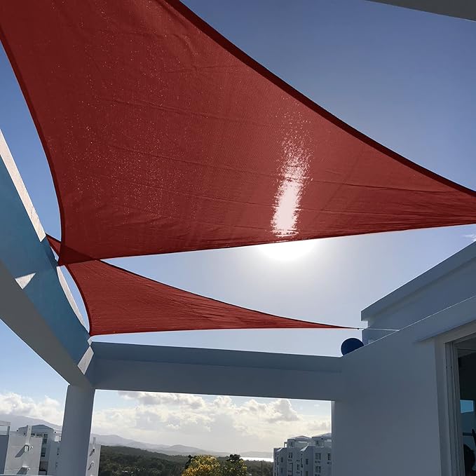 SUNNY GUARD Custom Size 10'x10'x14.1' Terra Red Sun Shade Sail Right Triangle by SUNNYGUARD