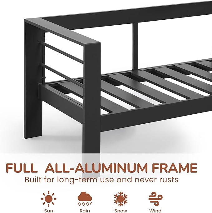 Solaste Aluminum Patio Loveseat, Metal Patio Sofa - Image 2
