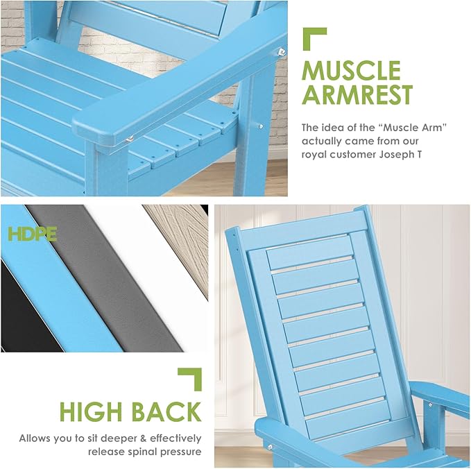 GREENVINES Outdoor Rocking Chair Set | 3-Piece | 2 Rocking Chairs - Image 7