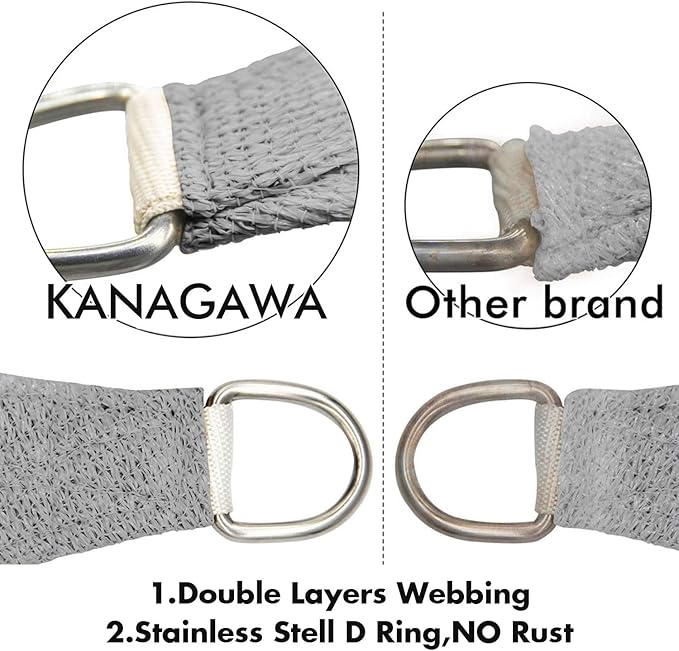 KANAGAWA Sun Shade Sail 10'x10' Gray Square UV Block Canopy Awning Shelter - Image 4