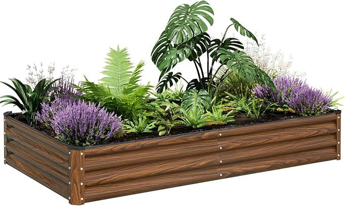 SnugNiture Galvanized Raised Garden Bed 8x4x1FT Outdoor Large Metal Planter Box by snugniture