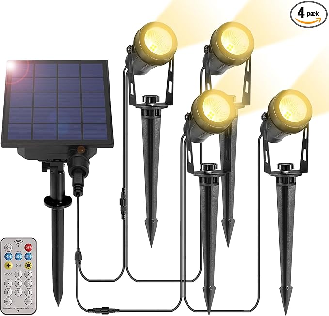 ALOVECO Solar Spot Lights Outdoor 4-in-1 Solar Powered Spotlights IP65 by ALOVECO