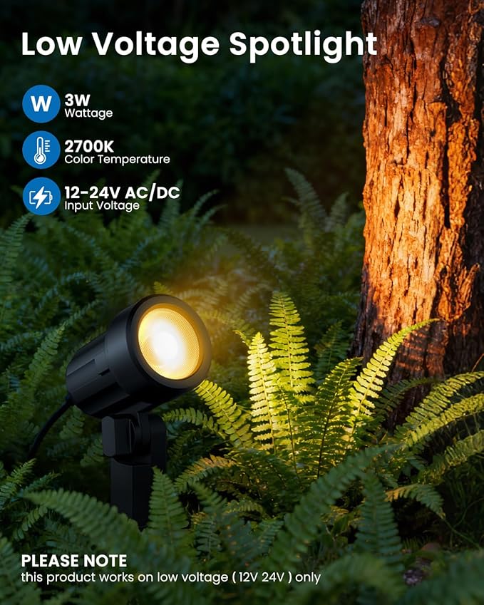 ZZXX All-in-One LED Landscape Lighting Kit, 2700K Waterproof Outside Spotlights - Image 2