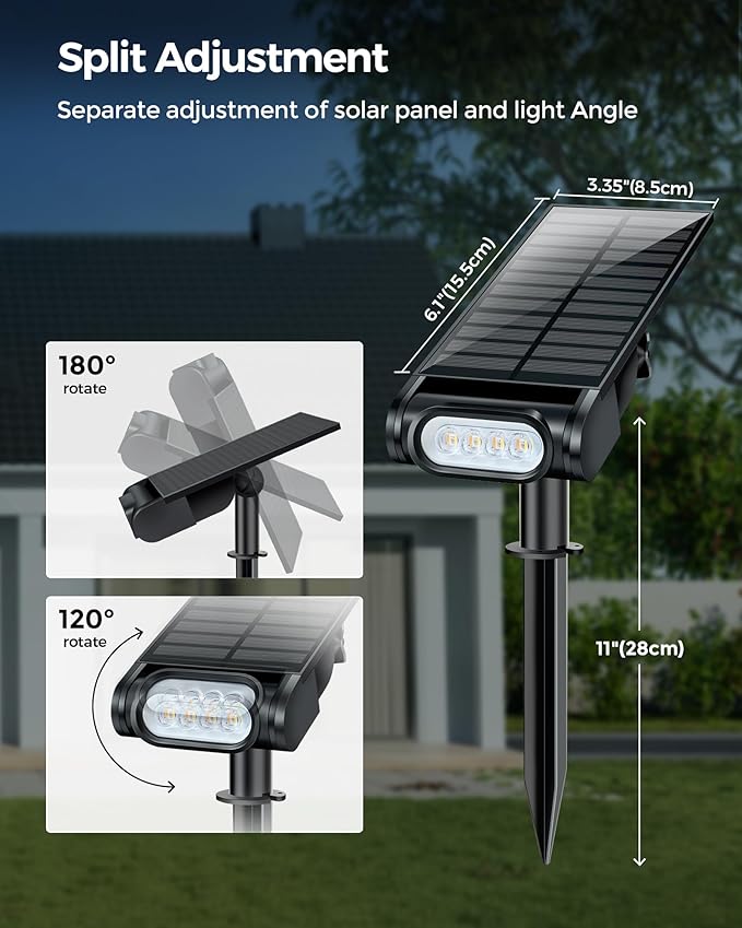 Solar Spot Lights Outdoor, 12 Color Modes Landscape Light Waterproof IP67 - Image 3