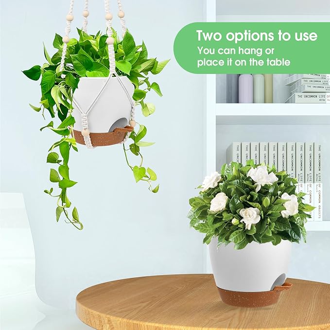Hanging Planters for Indoor Outdoor Plants, 2 Pack Self Watering Hanging Pots - Image 4