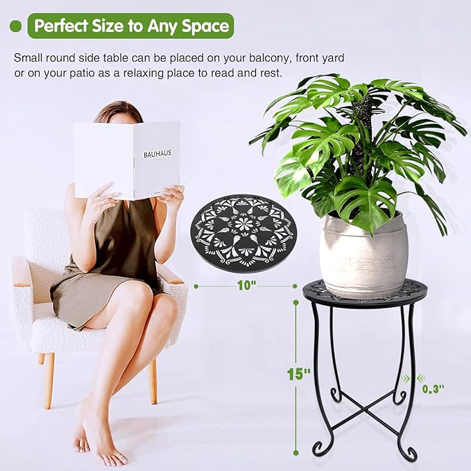 Fashion&cool Outdoor Side Tables, 2 Pack Patio Side Table, Weather Resistant - Image 2