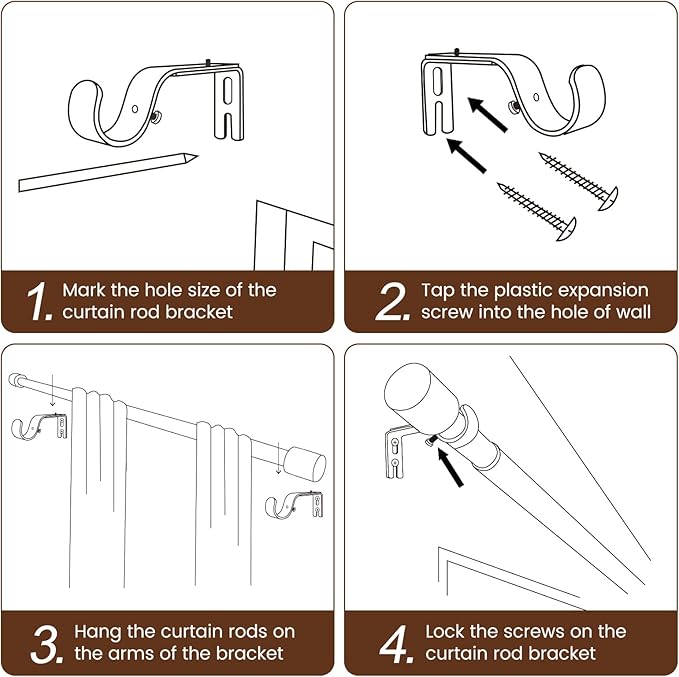 1” Diameter Curtain Rods Itself is 30 to 90 inch 1 Pack Fit 30-84 inch Window - Image 6