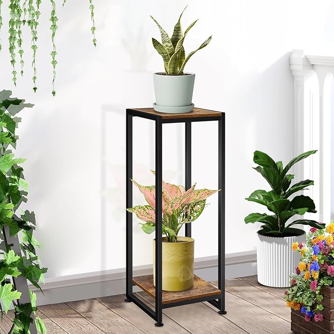 Plant Stand Indoor, 31.5'' Tall Wood Plant Stands Heavy Duty Pedestal Stand - Image 2